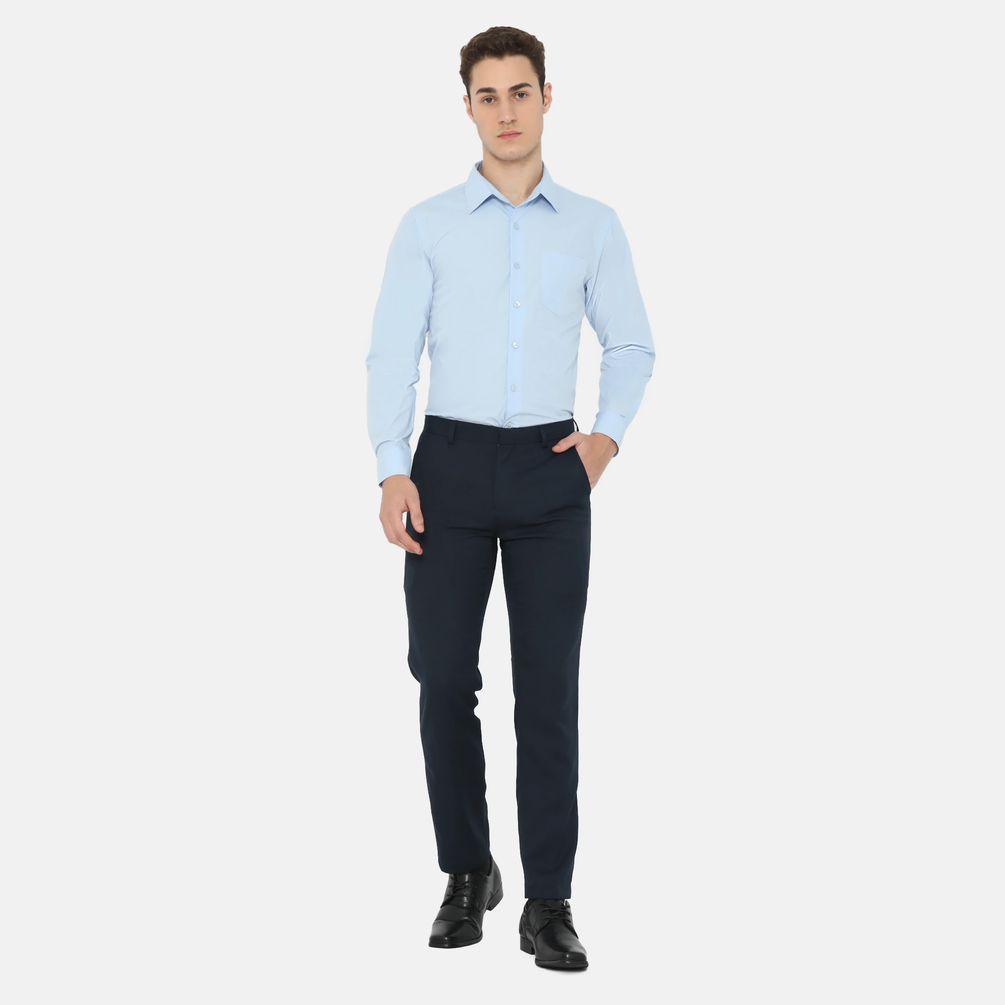 Boston Long Sleeve Slim Fit Formal Shirt Light Blue - Image 4