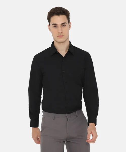 Boston Long Sleeve Slim Fit Formal Shirt Black