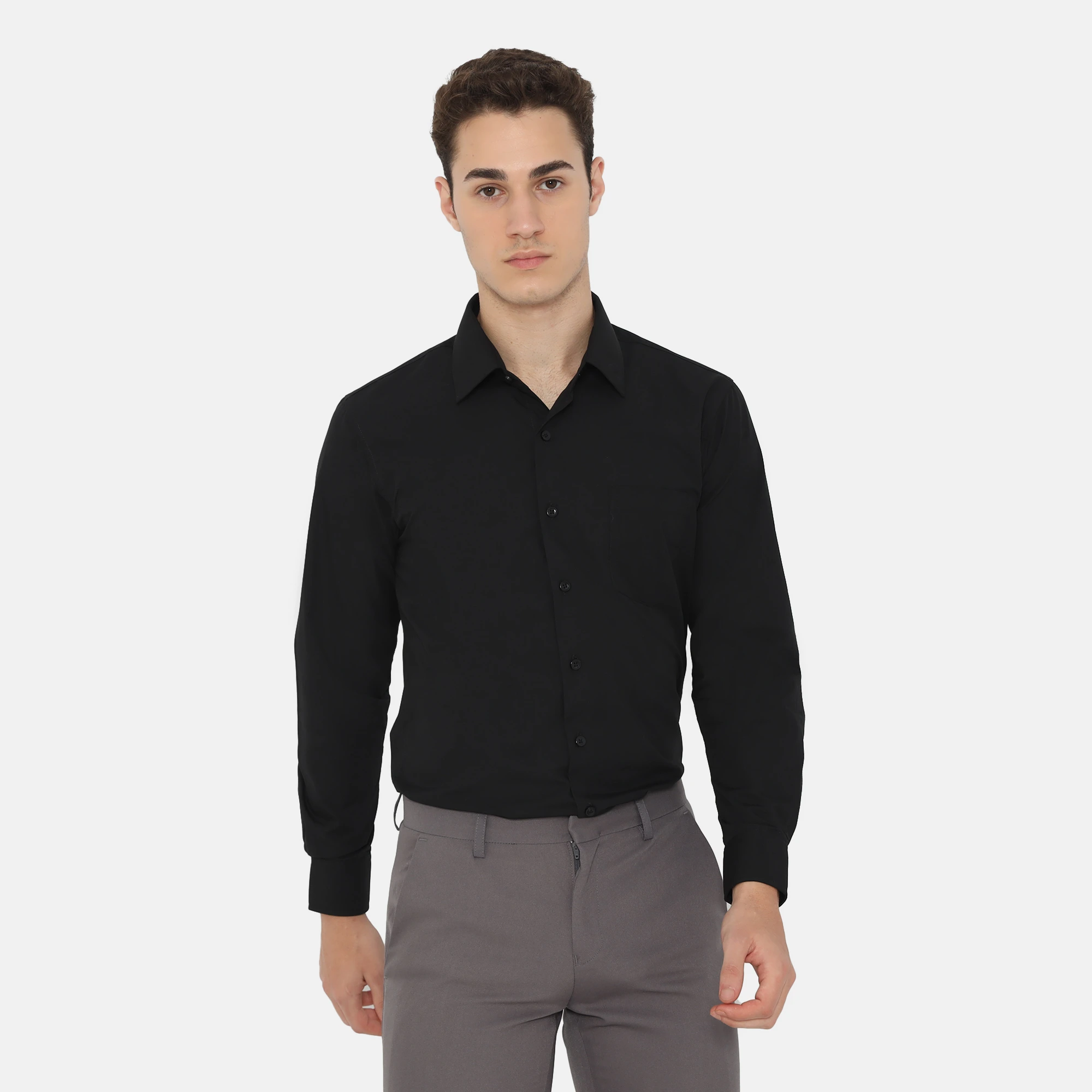 Boston Long Sleeve Slim Fit Formal Shirt Black