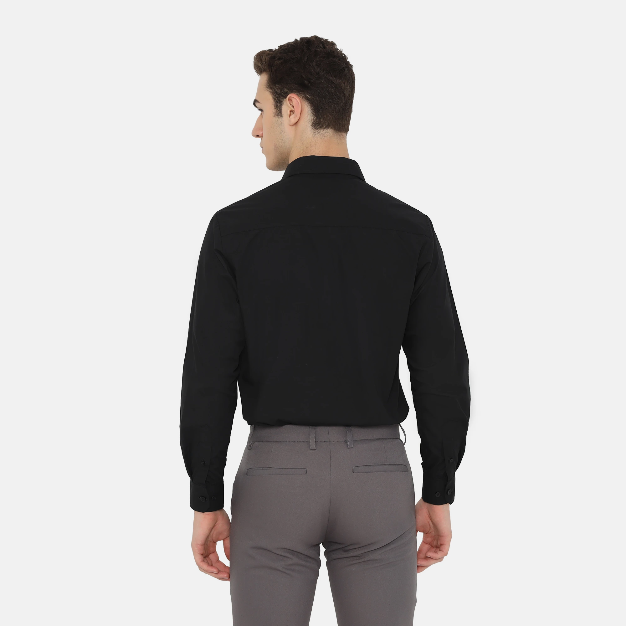 Boston Long Sleeve Slim Fit Formal Shirt Black - Image 4