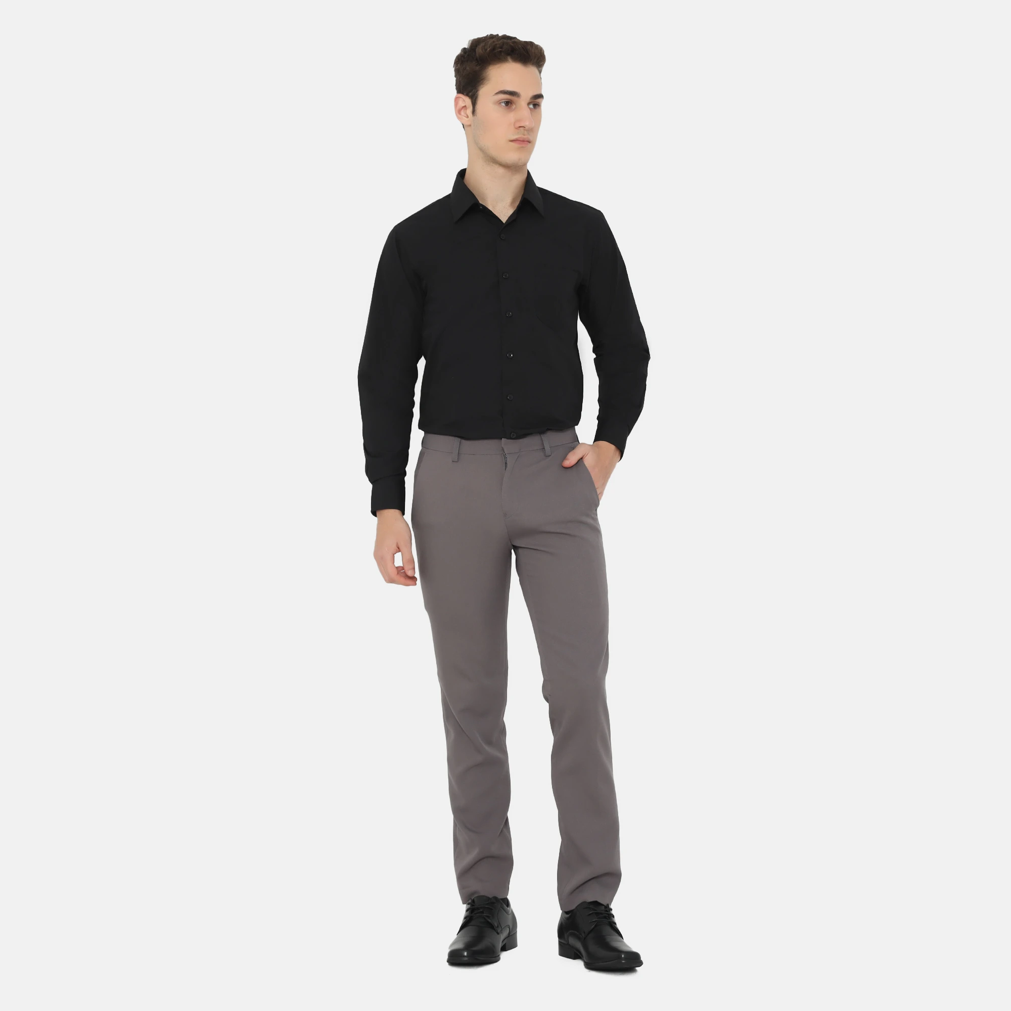 Boston Long Sleeve Slim Fit Formal Shirt Black - Image 3
