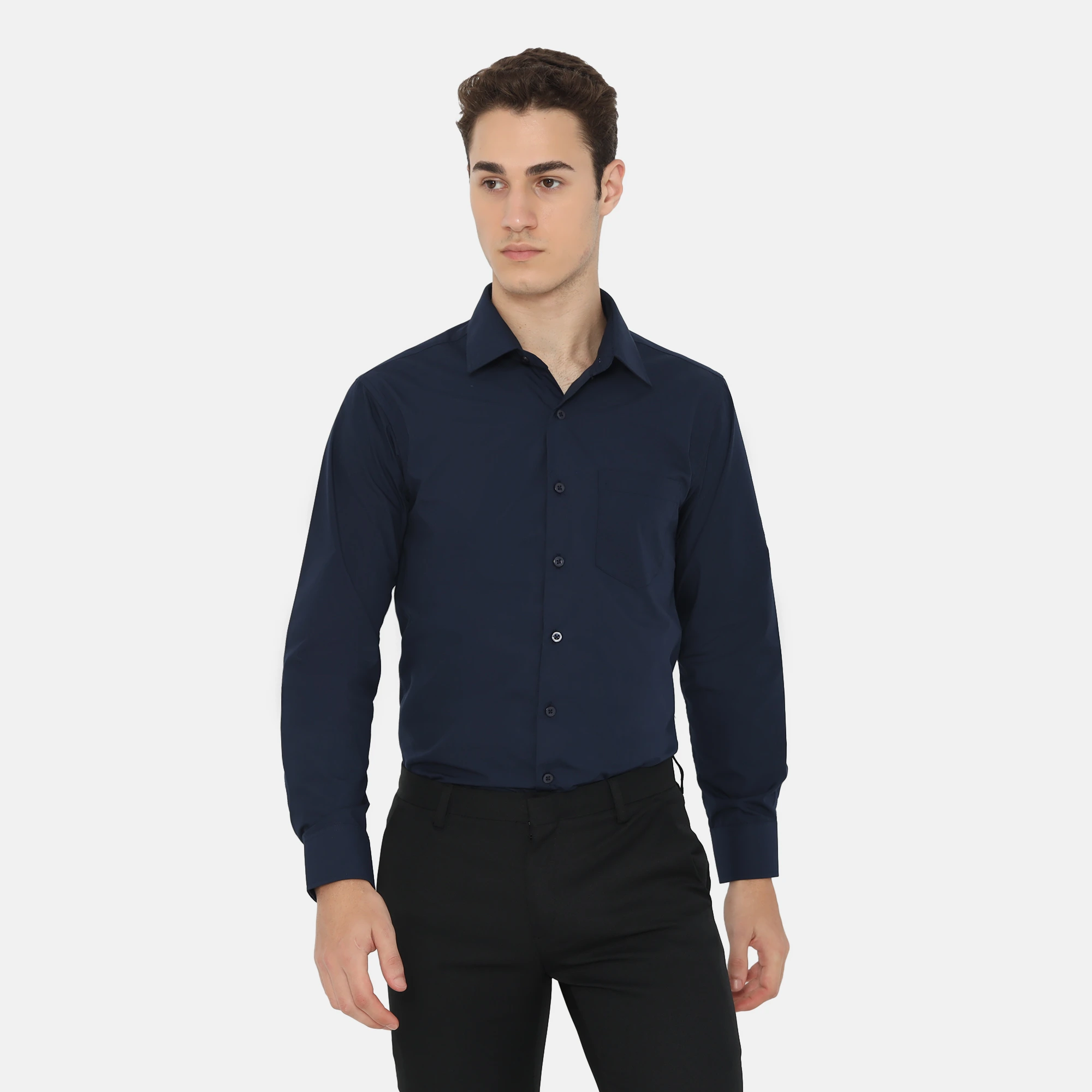 Boston Long Sleeve Slim Fit Formal Shirt Dark Navy