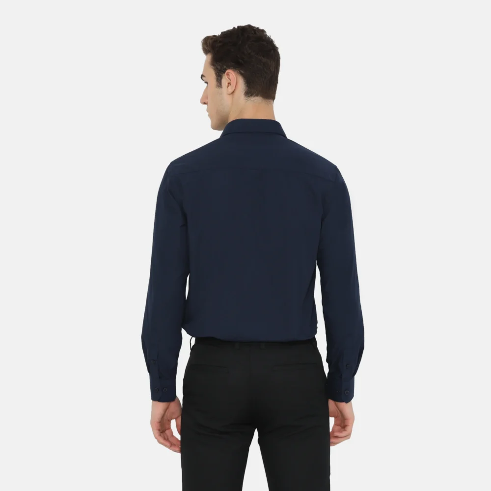 Boston Long Sleeve Slim Fit Formal Shirt Dark Navy - Image 3