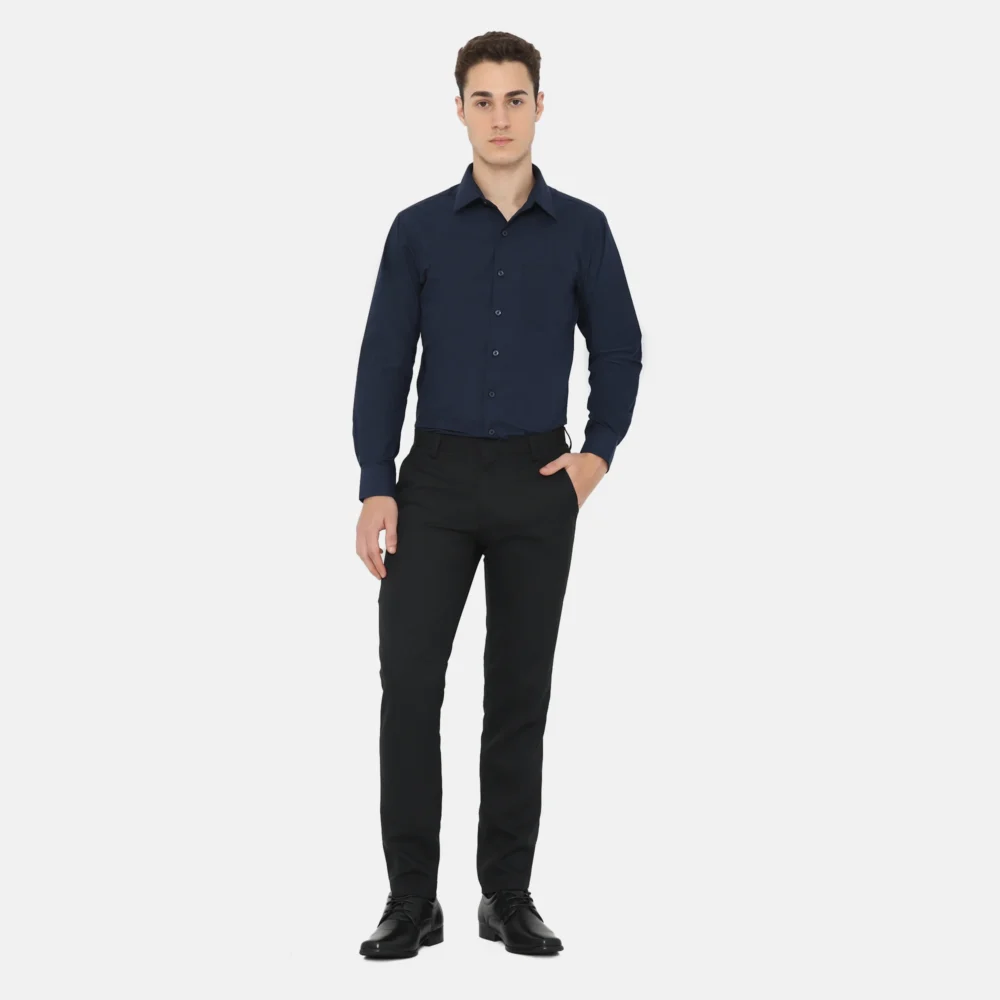 Boston Long Sleeve Slim Fit Formal Shirt Dark Navy - Image 4