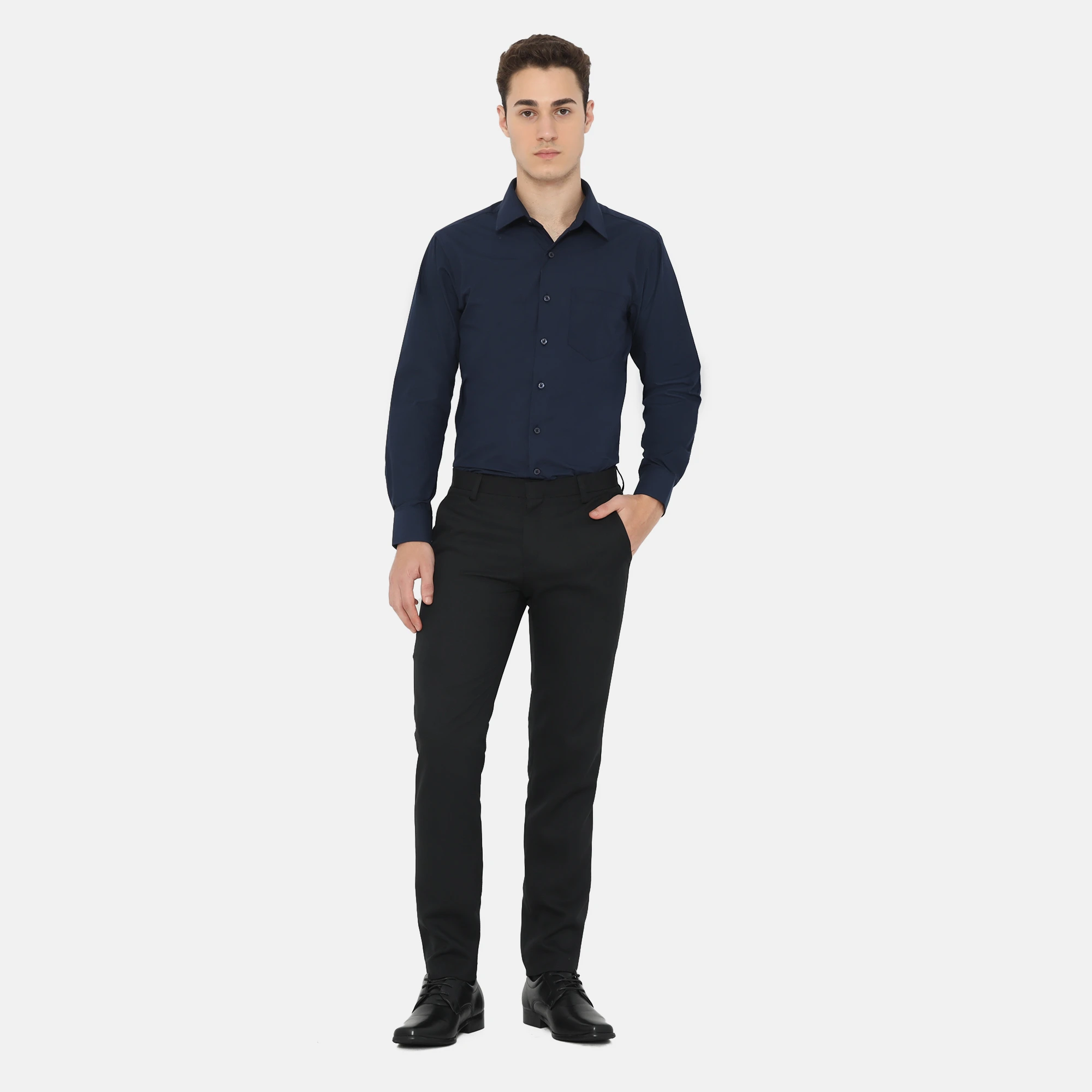 Boston Long Sleeve Slim Fit Formal Shirt Dark Navy - Image 4