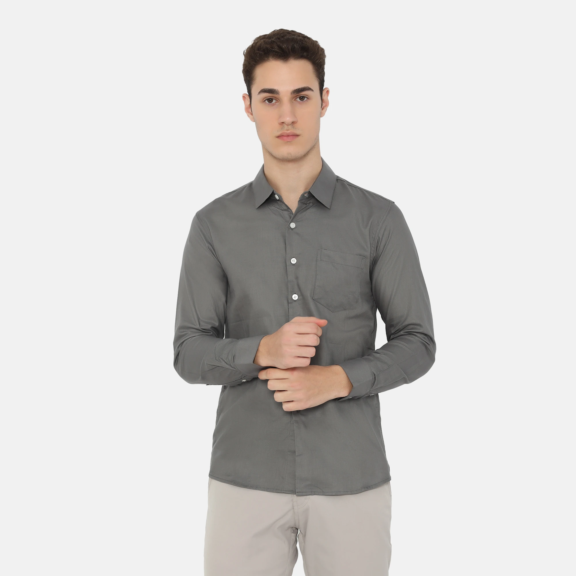 Dalton Long Sleeve Slim Fit Casual Shirt Grey