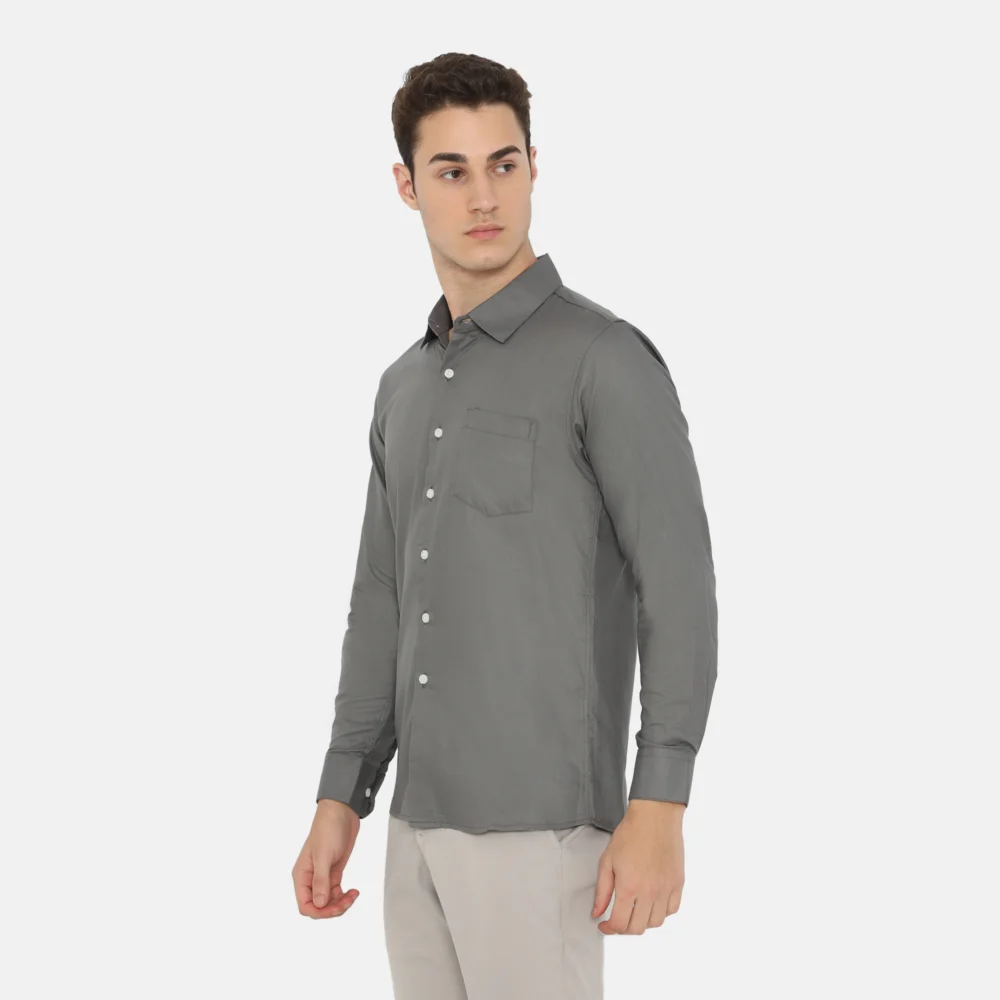 Dalton Long Sleeve Slim Fit Casual Shirt Grey - Image 2