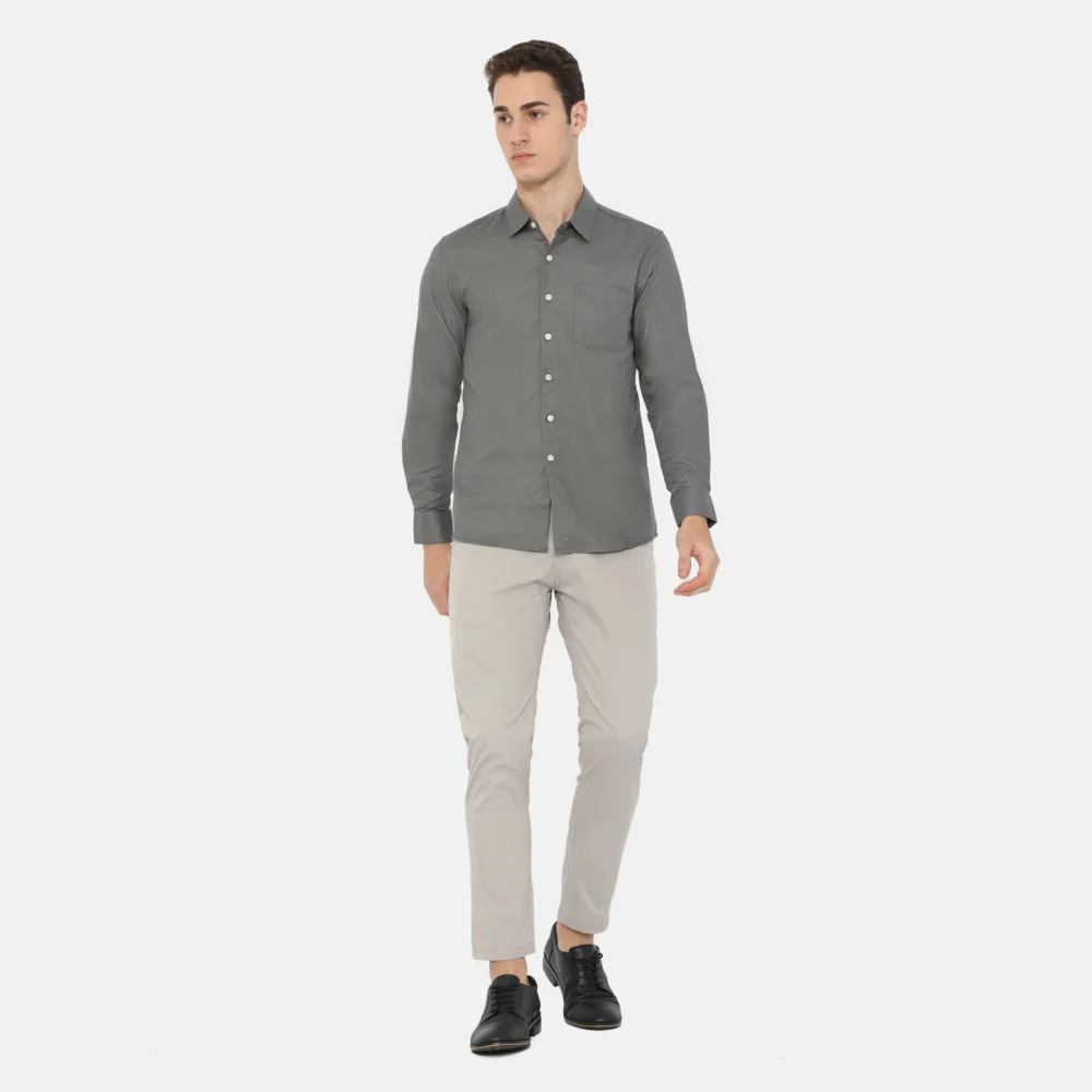 Dalton Long Sleeve Slim Fit Casual Shirt Grey - Image 4