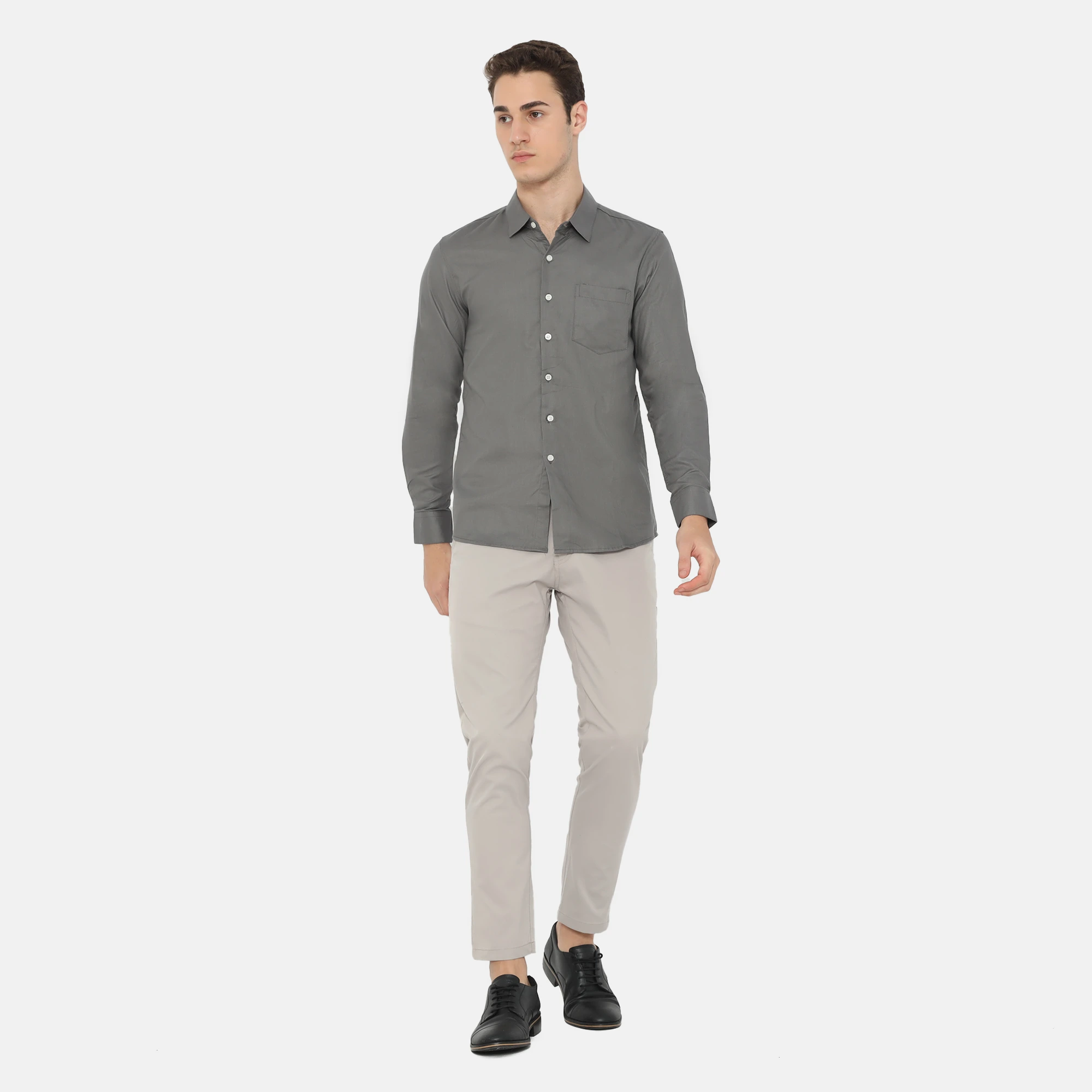 Dalton Long Sleeve Slim Fit Casual Shirt Grey - Image 4