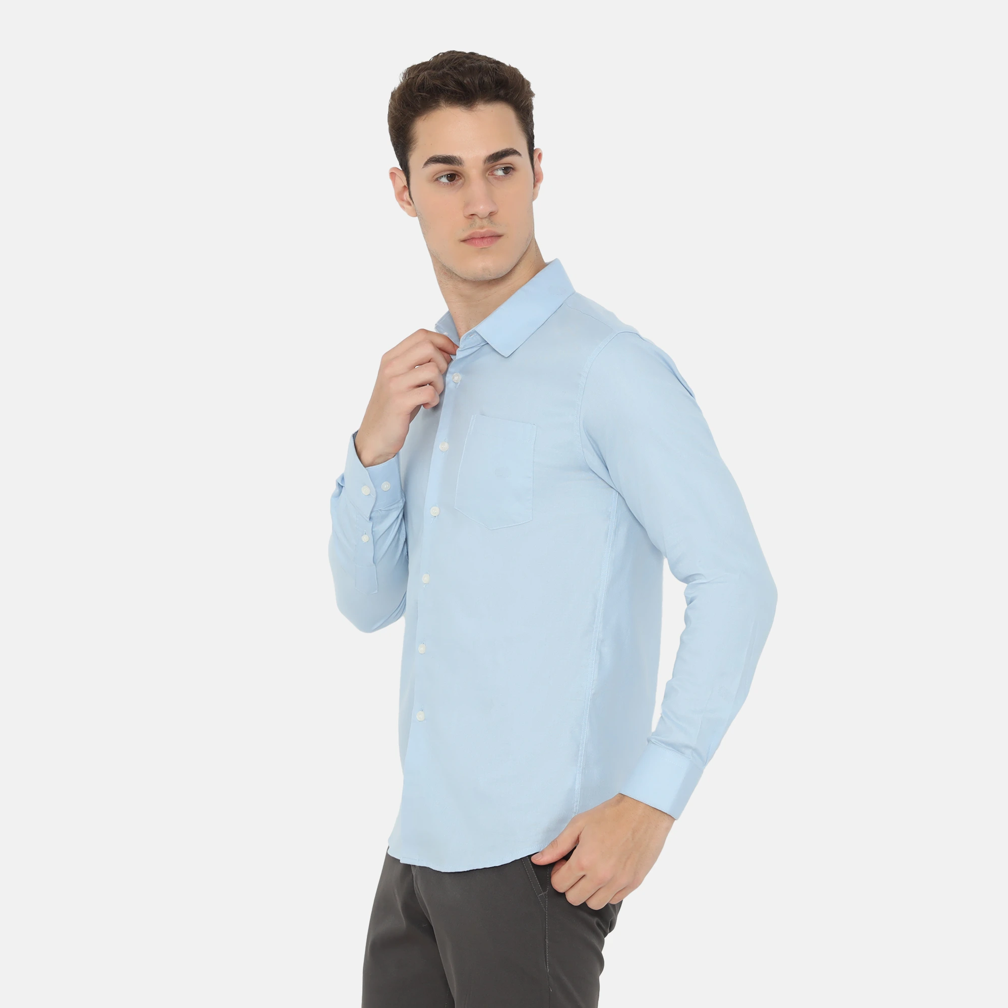 Dalton Long Sleeve Slim Fit Casual Shirt Light Blue - Image 2