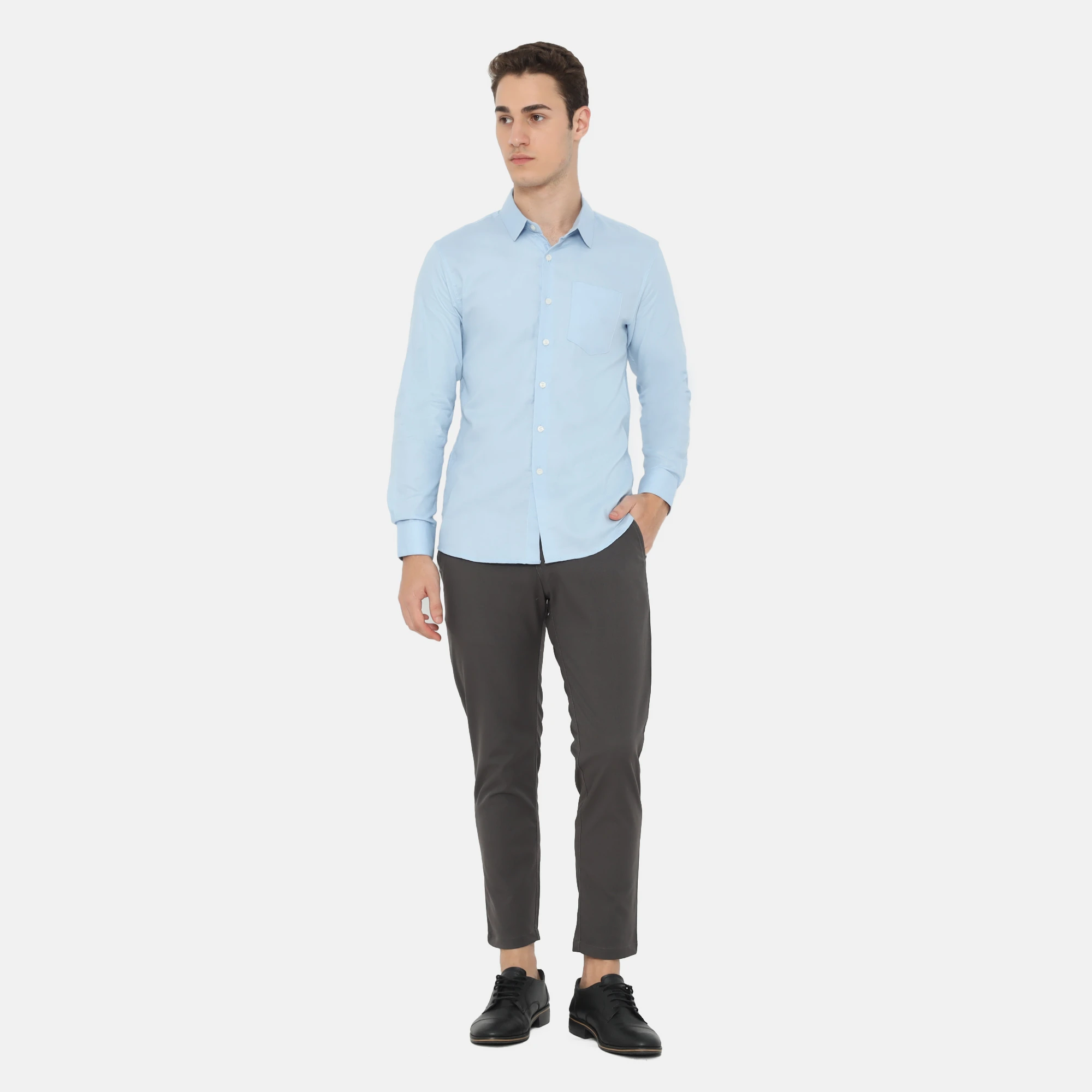 Dalton Long Sleeve Slim Fit Casual Shirt Light Blue - Image 4