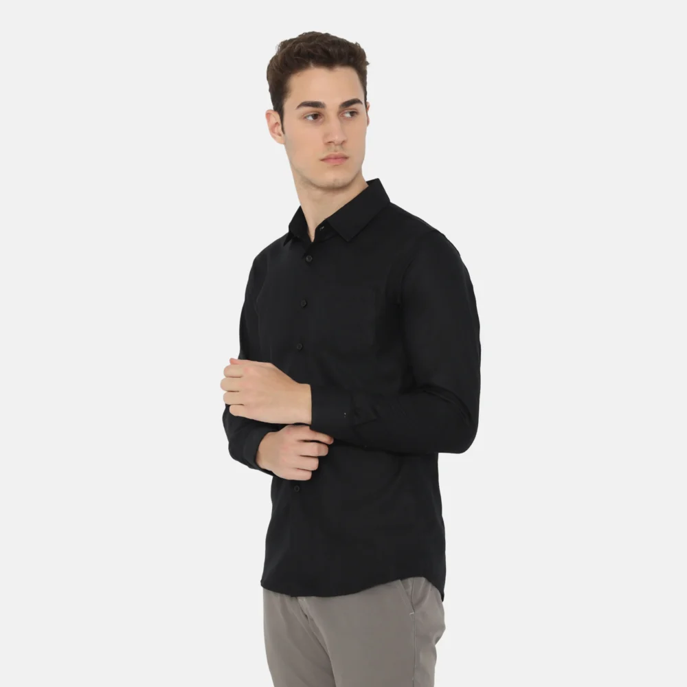 Dalton Long Sleeve Slim Fit Casual Shirt Black - Image 2