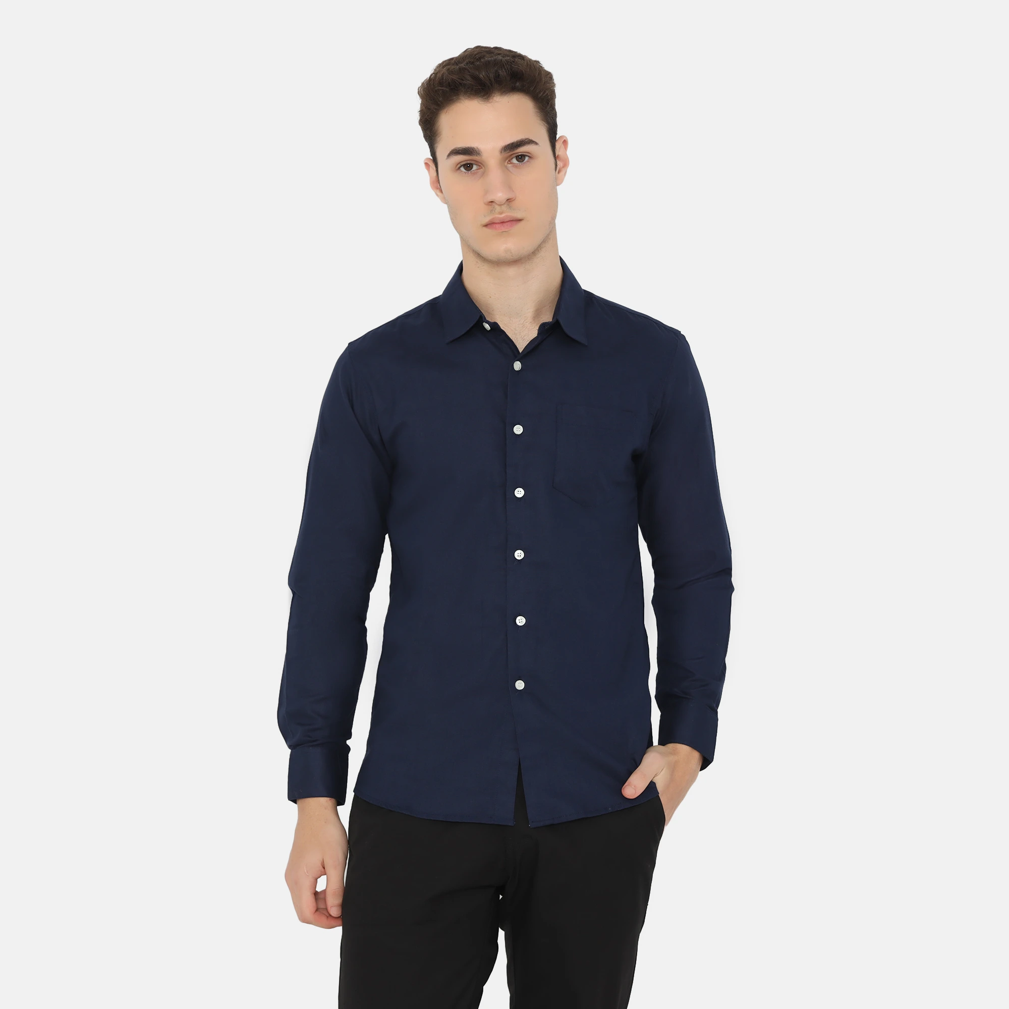 Dalton Long Sleeve Slim Fit Casual Shirt Dark Navy