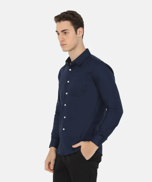 Alternative view of Dalton Long Sleeve Slim Fit Casual Shirt Dark Navy
