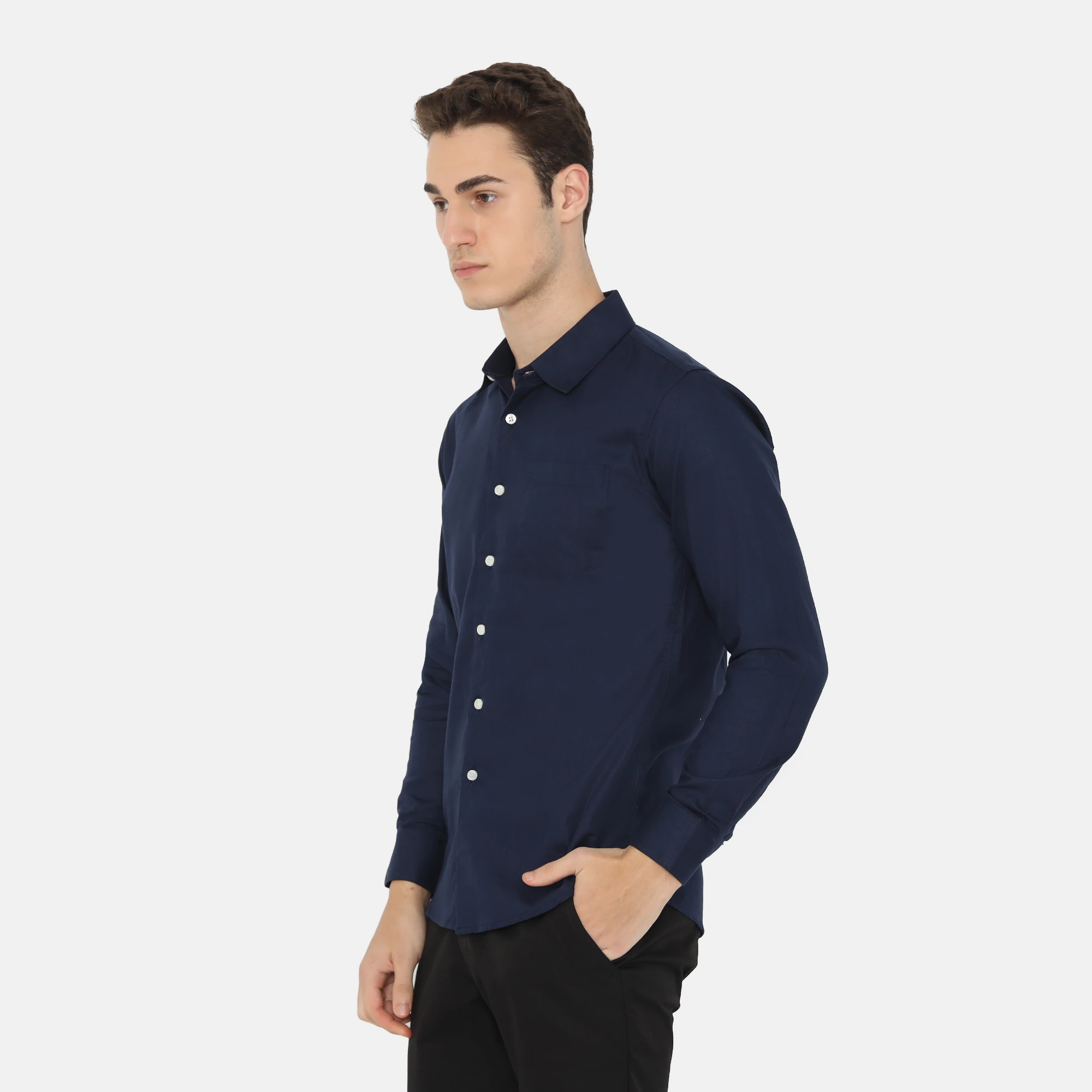 Dalton Long Sleeve Slim Fit Casual Shirt Dark Navy - Image 2