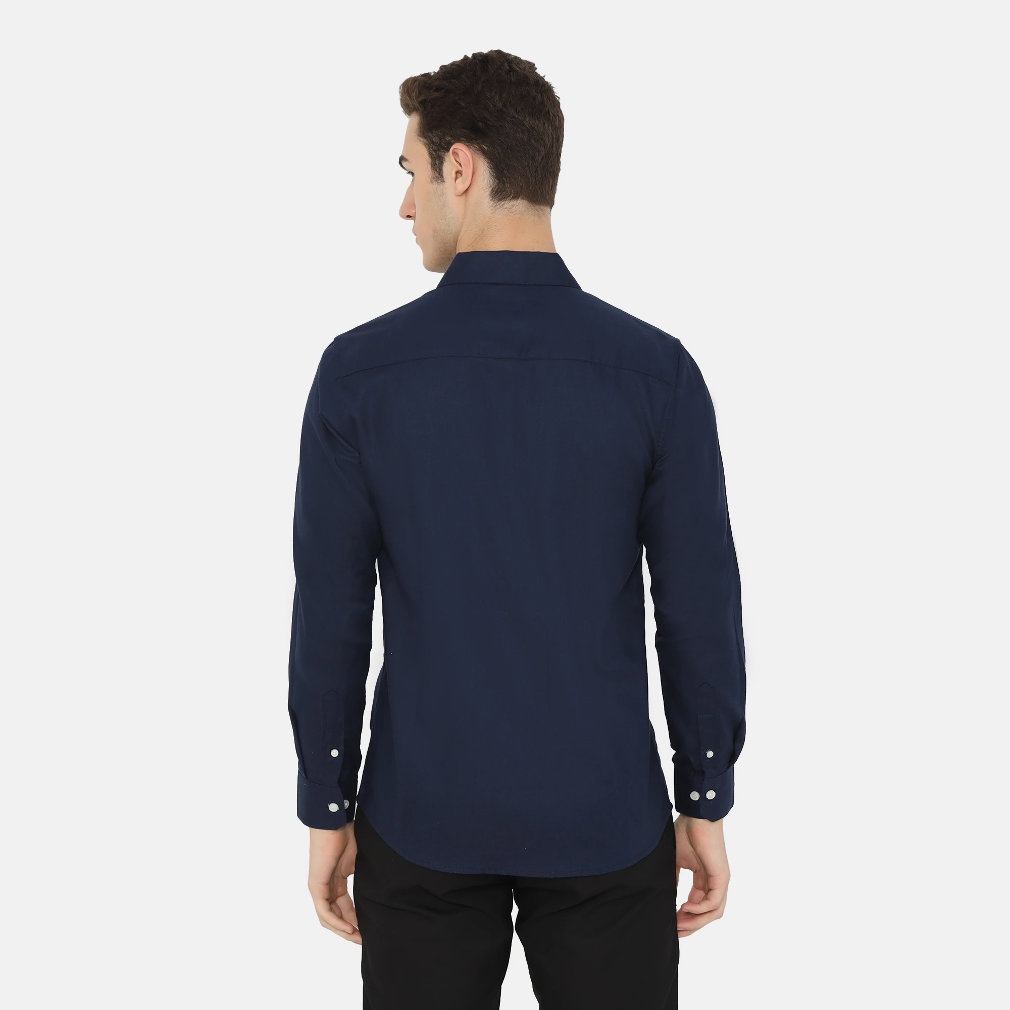 Dalton Long Sleeve Slim Fit Casual Shirt Dark Navy - Image 5