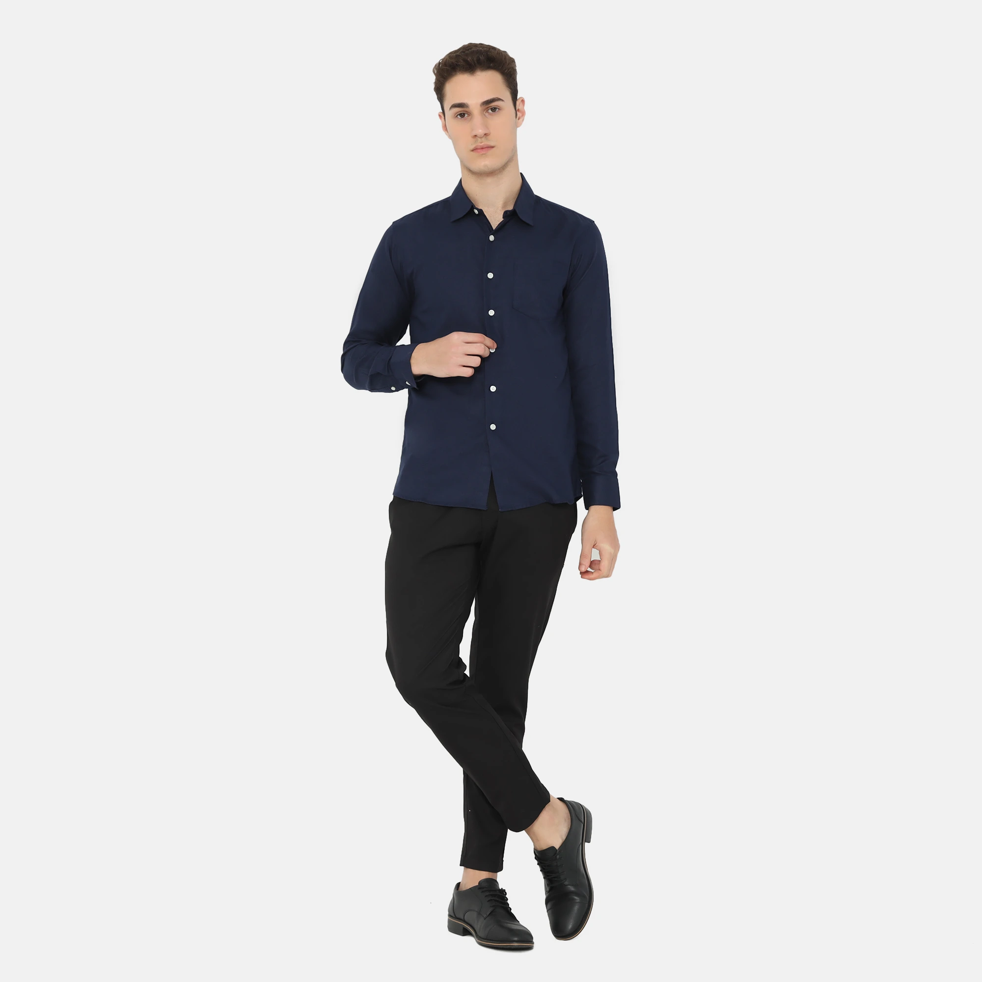 Dalton Long Sleeve Slim Fit Casual Shirt Dark Navy - Image 4