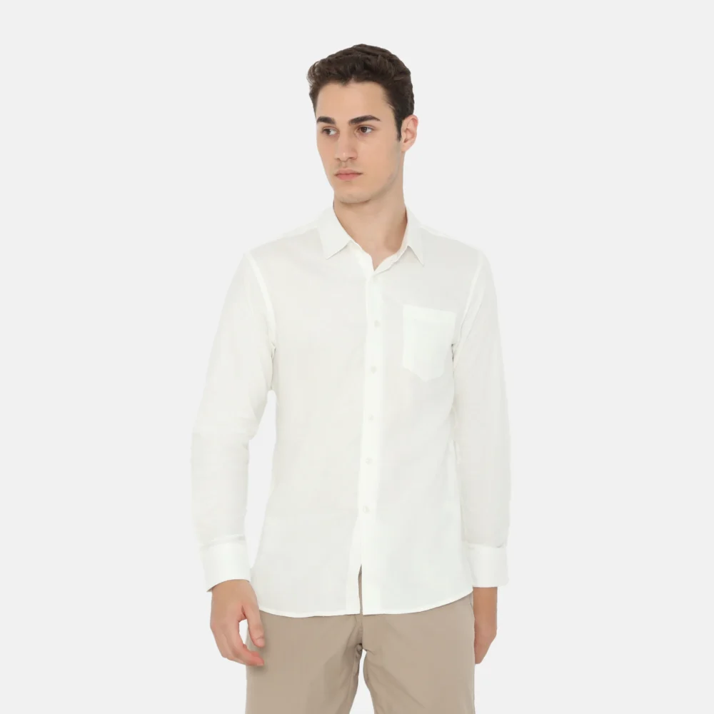 Dalton Long Sleeve Slim Fit Casual Shirt White