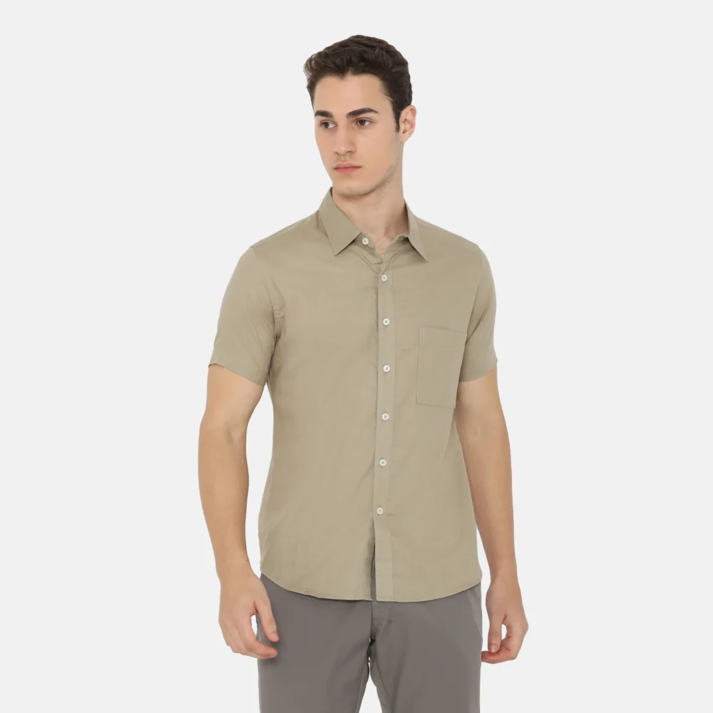 Daytona Short Sleeve Regular Fit Casual Shirt Beige