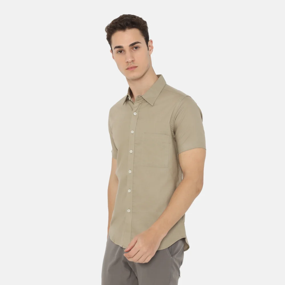 Daytona Short Sleeve Regular Fit Casual Shirt Beige - Image 2