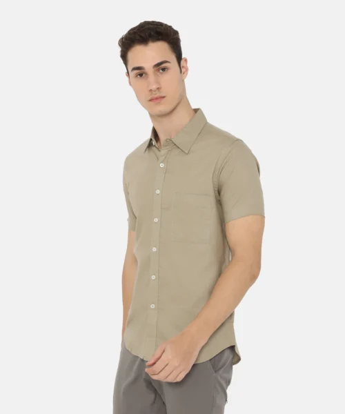 Alternative view of Daytona Short Sleeve Regular Fit Casual Shirt Beige