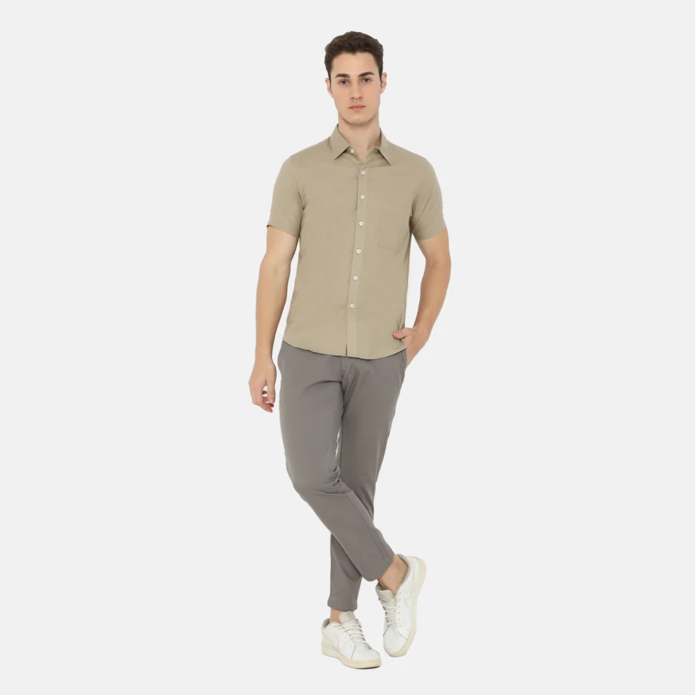 Daytona Short Sleeve Regular Fit Casual Shirt Beige - Image 3