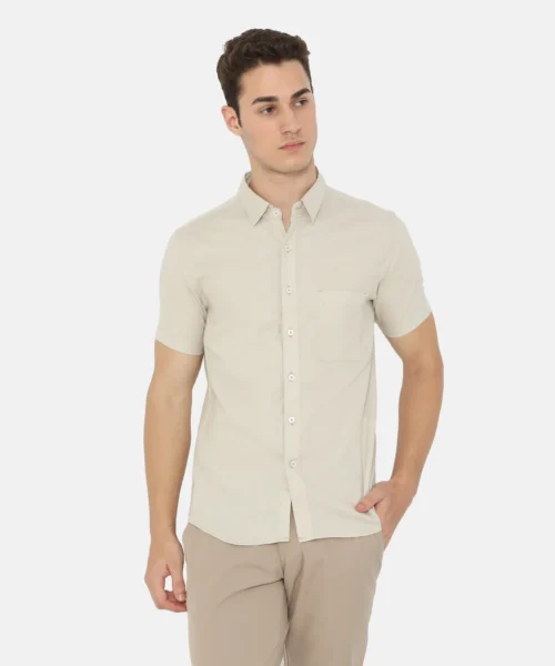 Daytona Short Sleeve Regular Fit Casual Shirt Light Khaki