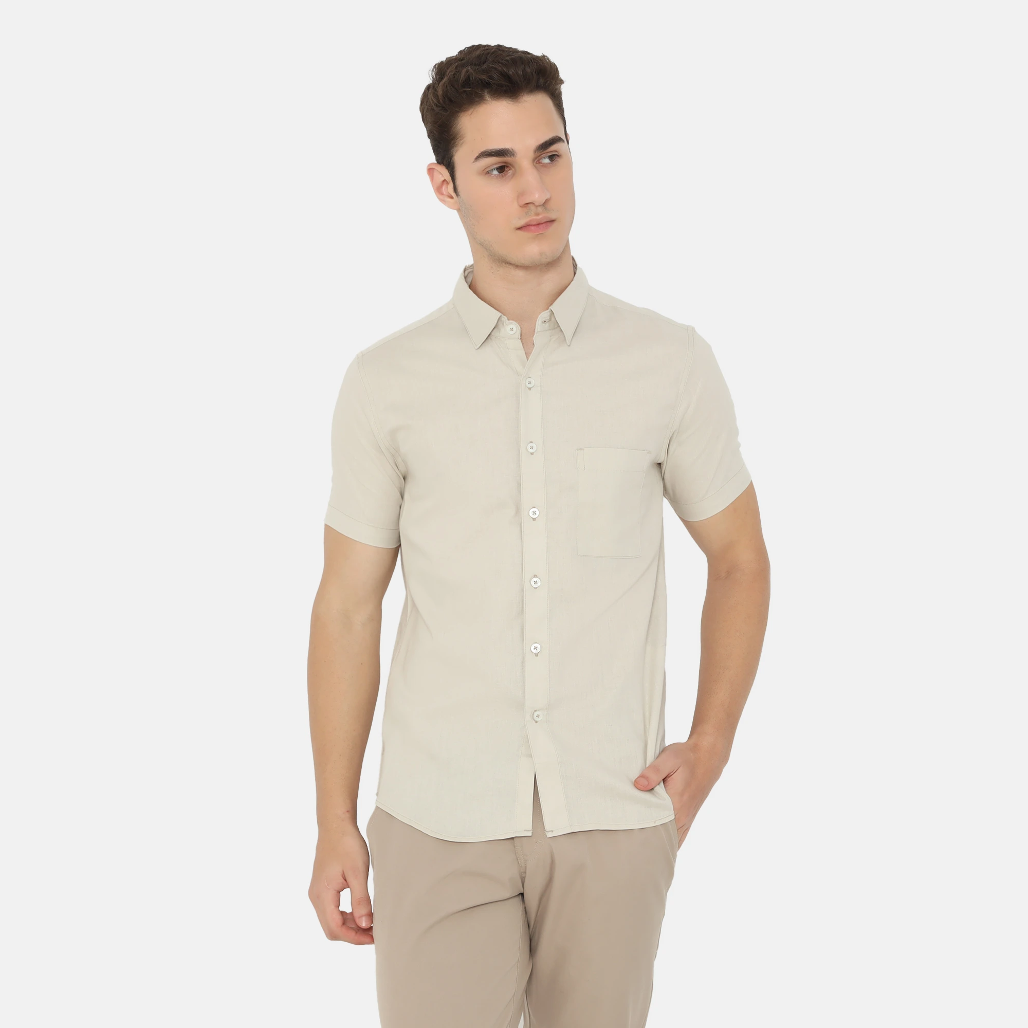 Daytona Short Sleeve Regular Fit Casual Shirt Light Khaki