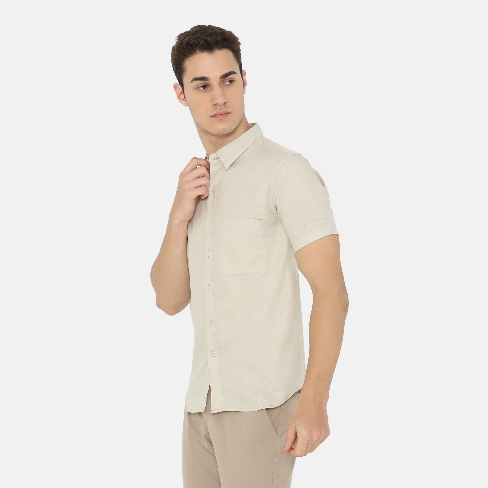 Daytona Short Sleeve Regular Fit Casual Shirt Light Khaki - Image 2