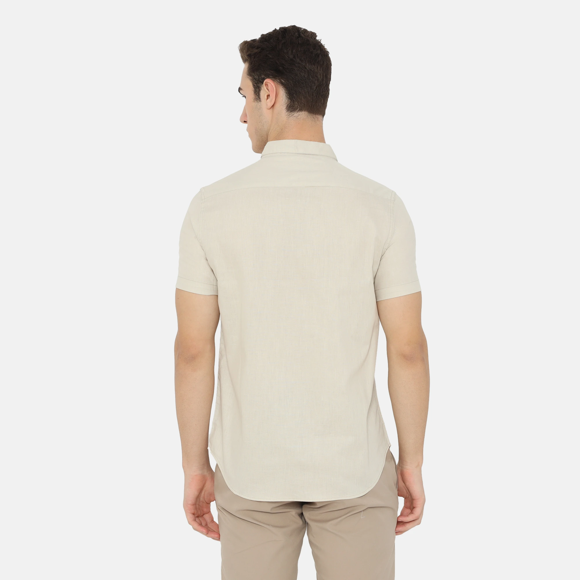 Daytona Short Sleeve Regular Fit Casual Shirt Light Khaki - Image 5