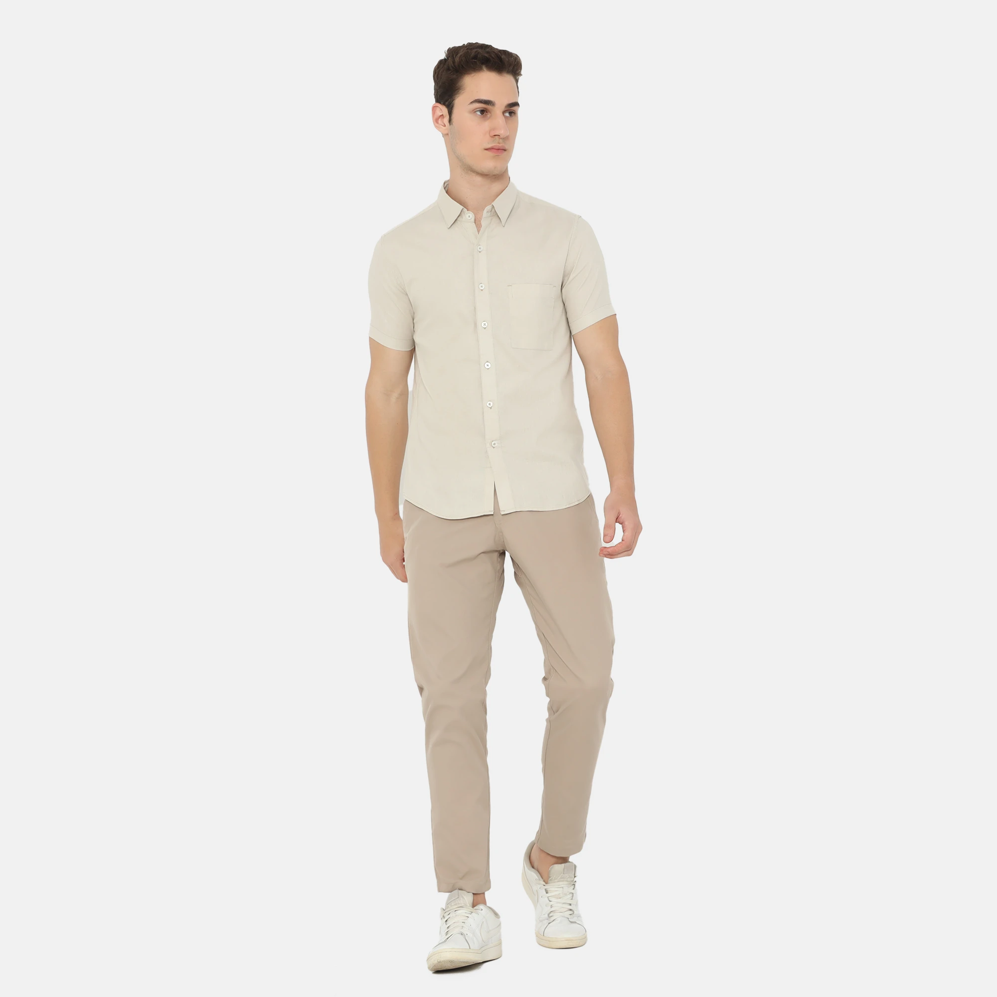 Daytona Short Sleeve Regular Fit Casual Shirt Light Khaki - Image 4