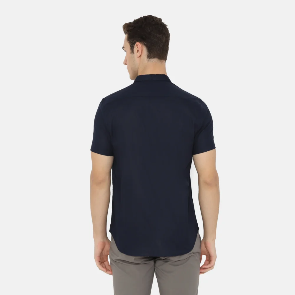 Daytona Short Sleeve Regular Fit Casual Shirt Navy - Image 4