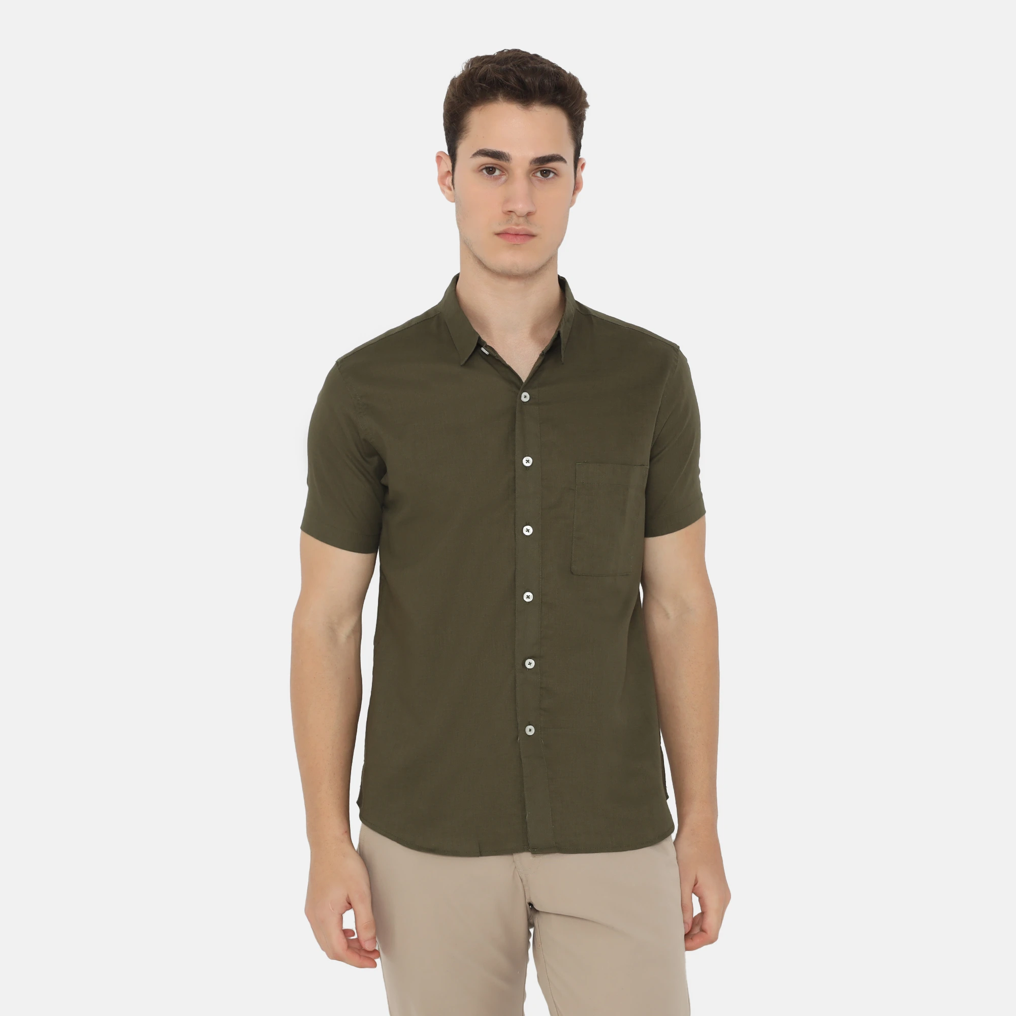 Daytona Short Sleeve Regular Fit Casual Shirt Dark Olive