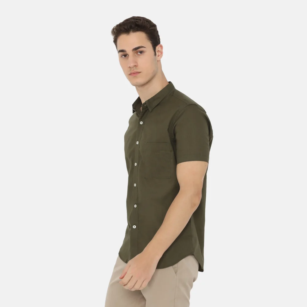 Daytona Short Sleeve Regular Fit Casual Shirt Dark Olive - Image 2