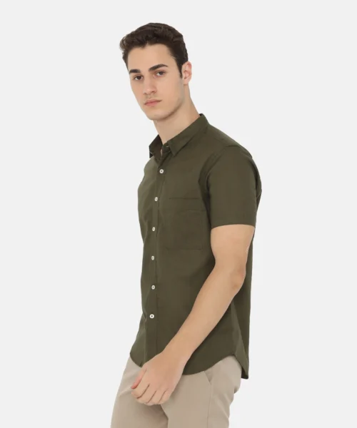 Alternative view of Daytona Short Sleeve Regular Fit Casual Shirt Dark Olive