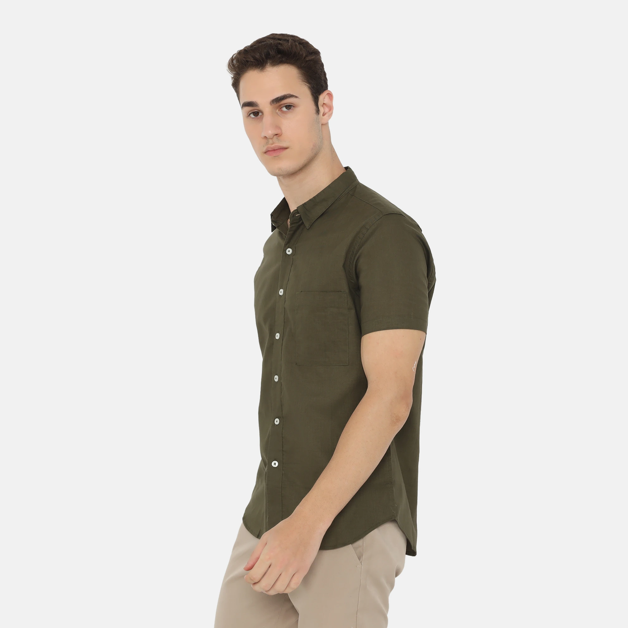 Daytona Short Sleeve Regular Fit Casual Shirt Dark Olive - Image 2