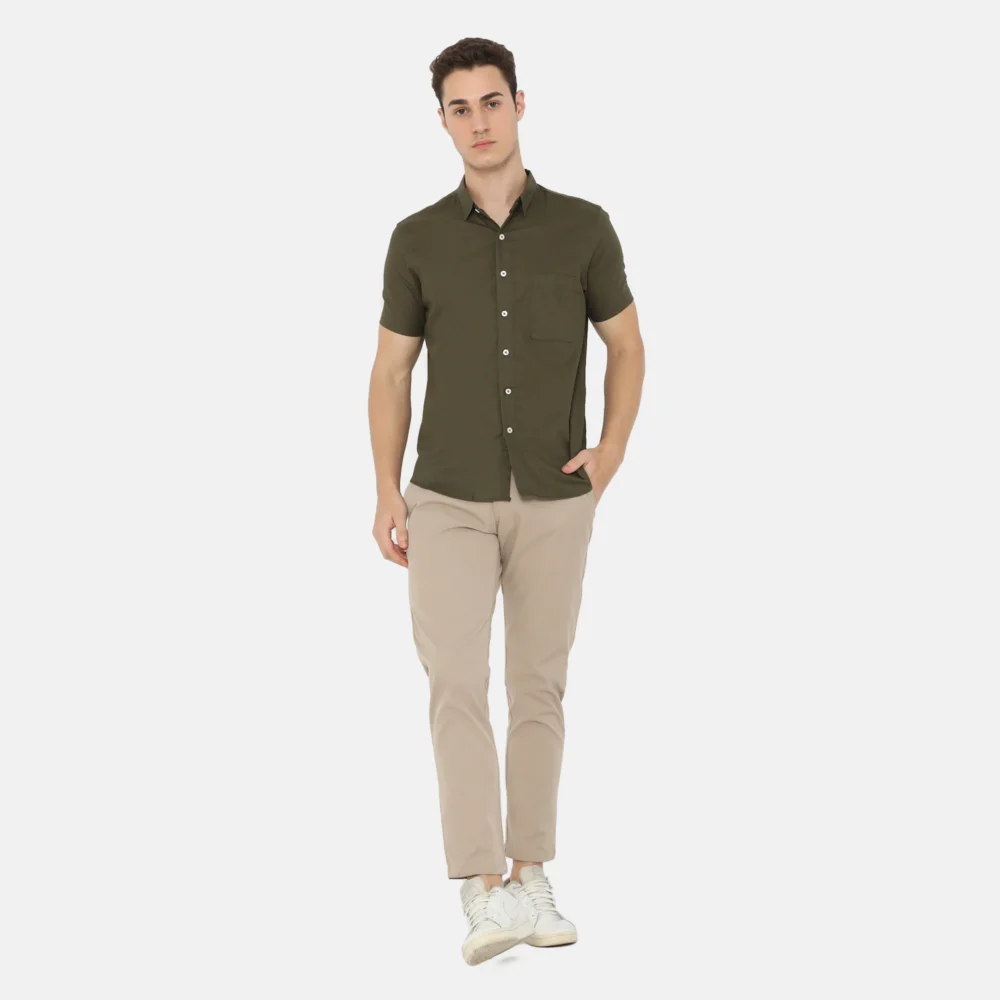 Daytona Short Sleeve Regular Fit Casual Shirt Dark Olive - Image 4