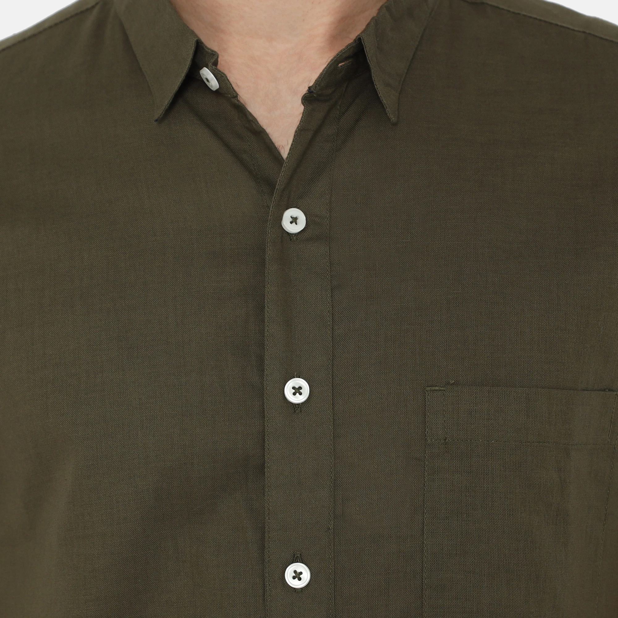 Daytona Short Sleeve Regular Fit Casual Shirt Dark Olive - Image 3